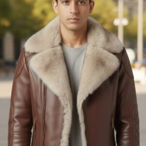 Men’s Brown Shearling Leather Aviator Jacket